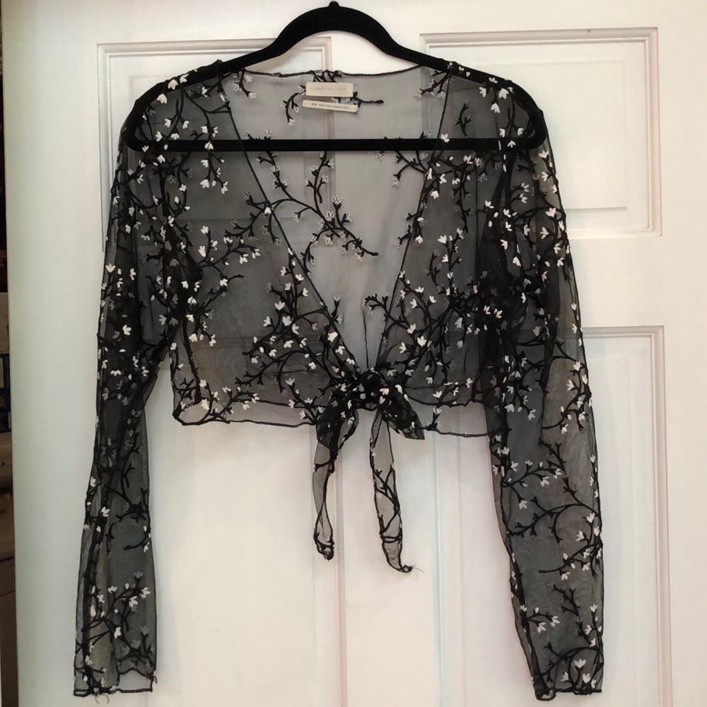 Urban outfitters sheer/tie front cropped wrap